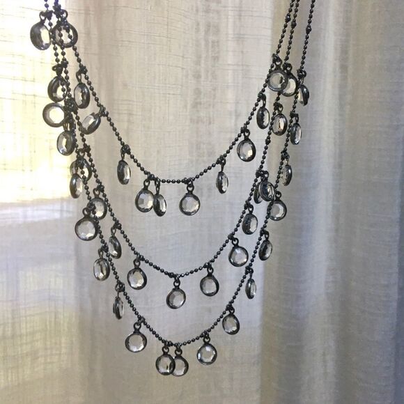 Triple layer crystal drop boho necklace - Picture 4 of 4